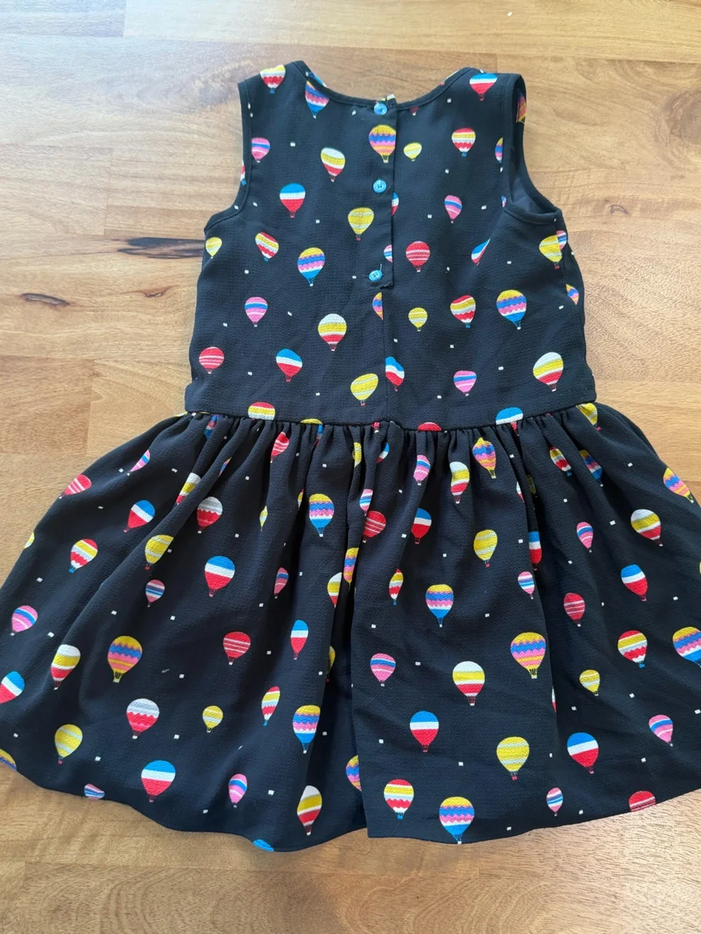 Pippa & Julie Black Dress with Multicolor Hot Air Balloon Print Size 5